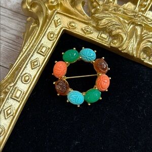 Vintage Egyptian Revival scarab brooch by Celebrity NY